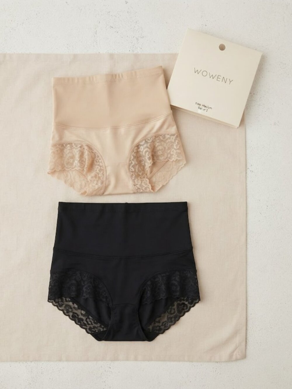 Woweny Tummy Control Shapewear High Waist Briefs Shaping Underwear Set Medium